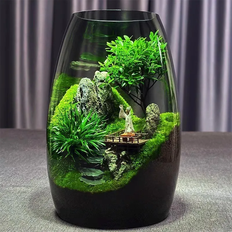 Cloud Sea Creative Moss Micro Landscape Ornament Ecological Bottle Desktop Terrarium Green Plant Bonsai for Office Home Decor