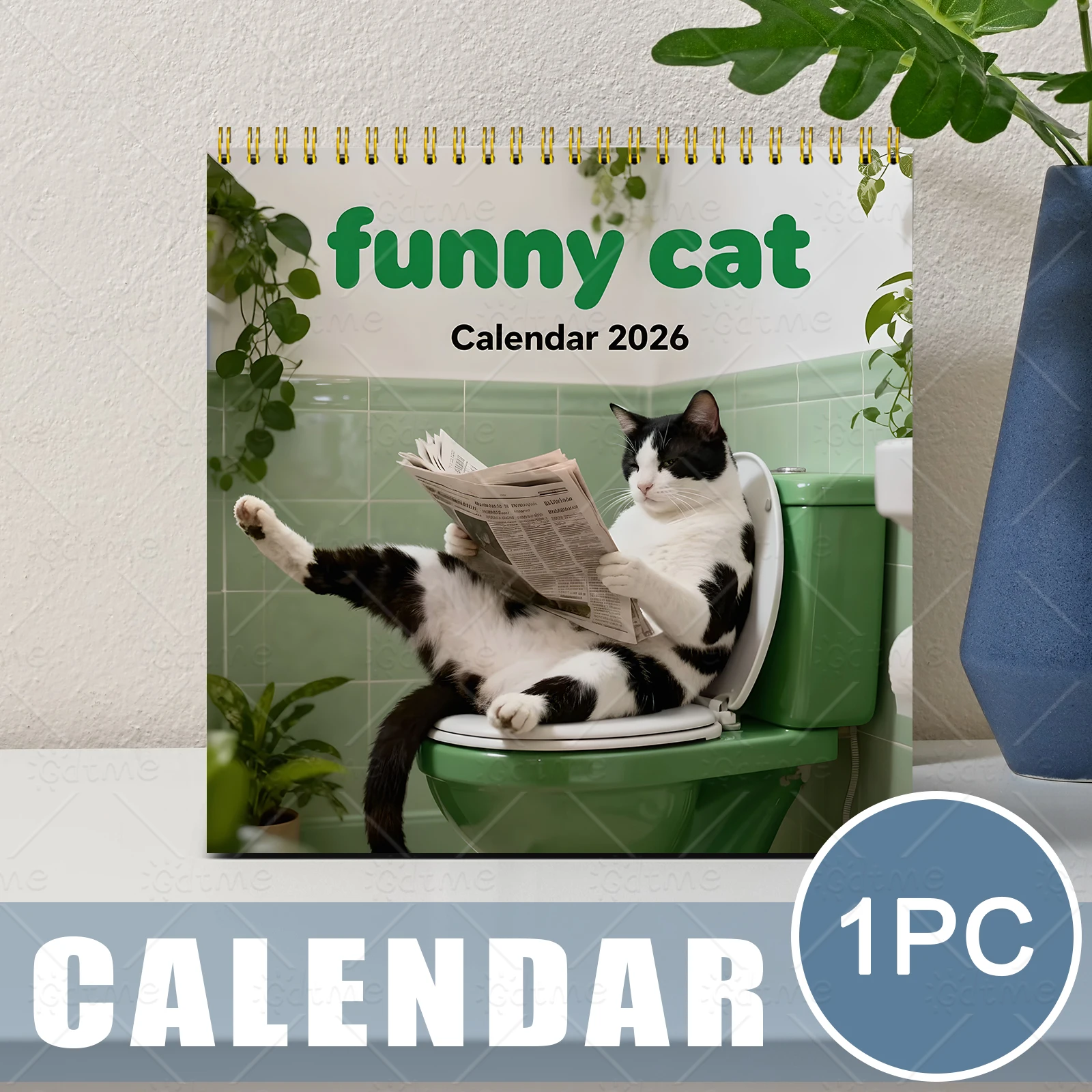 

12 Month 2026 Calendar Square Daily Weekly Monthly Planner Fantastic Colors Wall Calendar Cartoon Animal CAT Calendar Home Decor