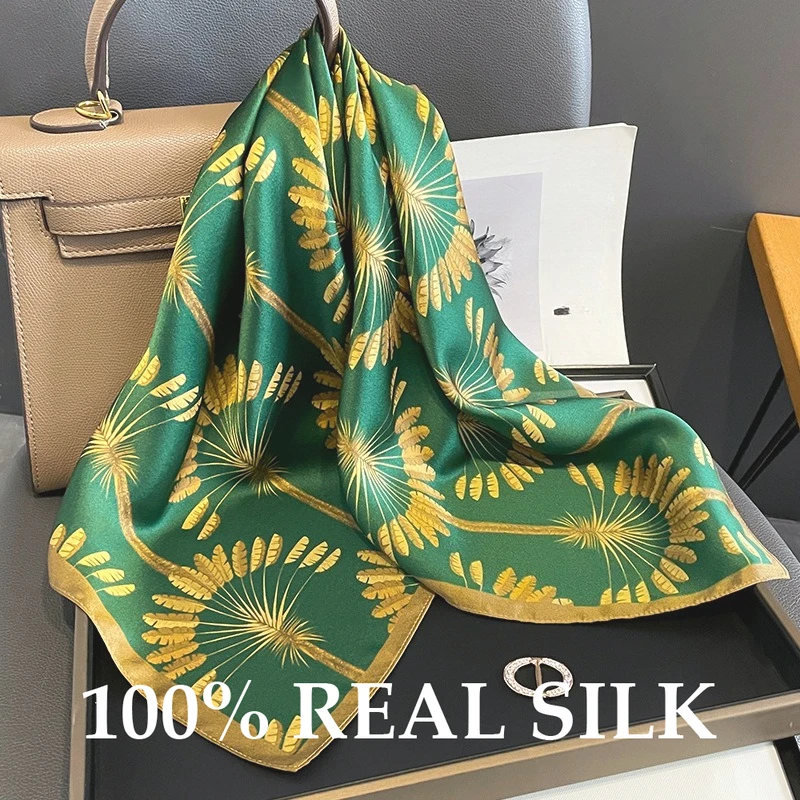 

Шарф из 100% натурального шелка для женщин: легкая, мягкая, тонкая квадратная бандана, летняя модная дышащая роскошная пляжная накидка-пончо