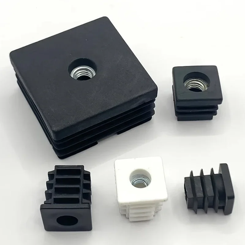 10/30/50Pcs Square Nut M5 M6 M8 M10 Plug with High Foot Pad Nut Tube Plug Home Foot Pad Balance Adjustable Wheel Sleeve