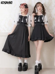 2024 Y2k Aesthetic Harajuku Style Sweet Girl High Waist Mini Ruffled Skirt Slim Women Solid Japanese Gothic Jk Saia Feminina