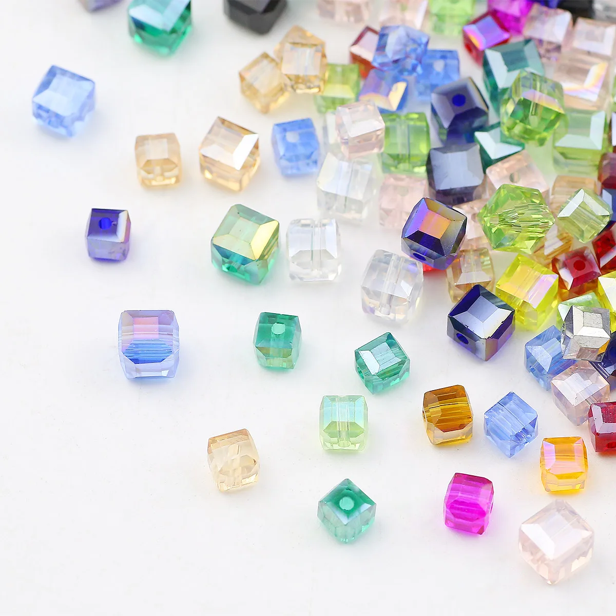 Square Shape Austrian Crystal Transparent Mixed Colors Loose Beads Spacers For DIY Jewelry Making Bracelet Accessories 2-7MM