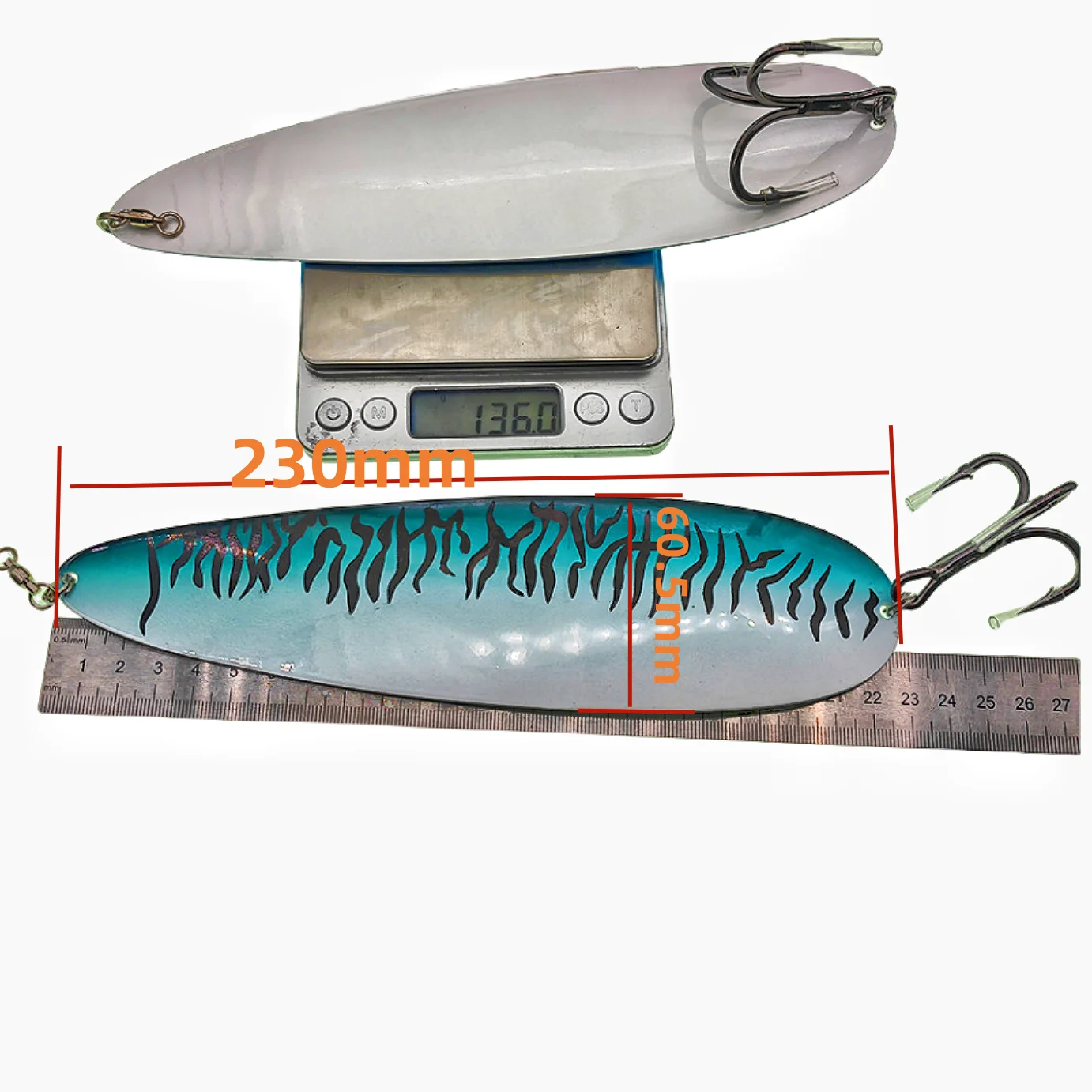 SWOLFY Flatterlöffel 107G 136G Salzwasser-Angellöffelköder 7/0 Drillingshaken, 3/0 Kranwirbel, robuster Striper-Thunfisch – Detail 14