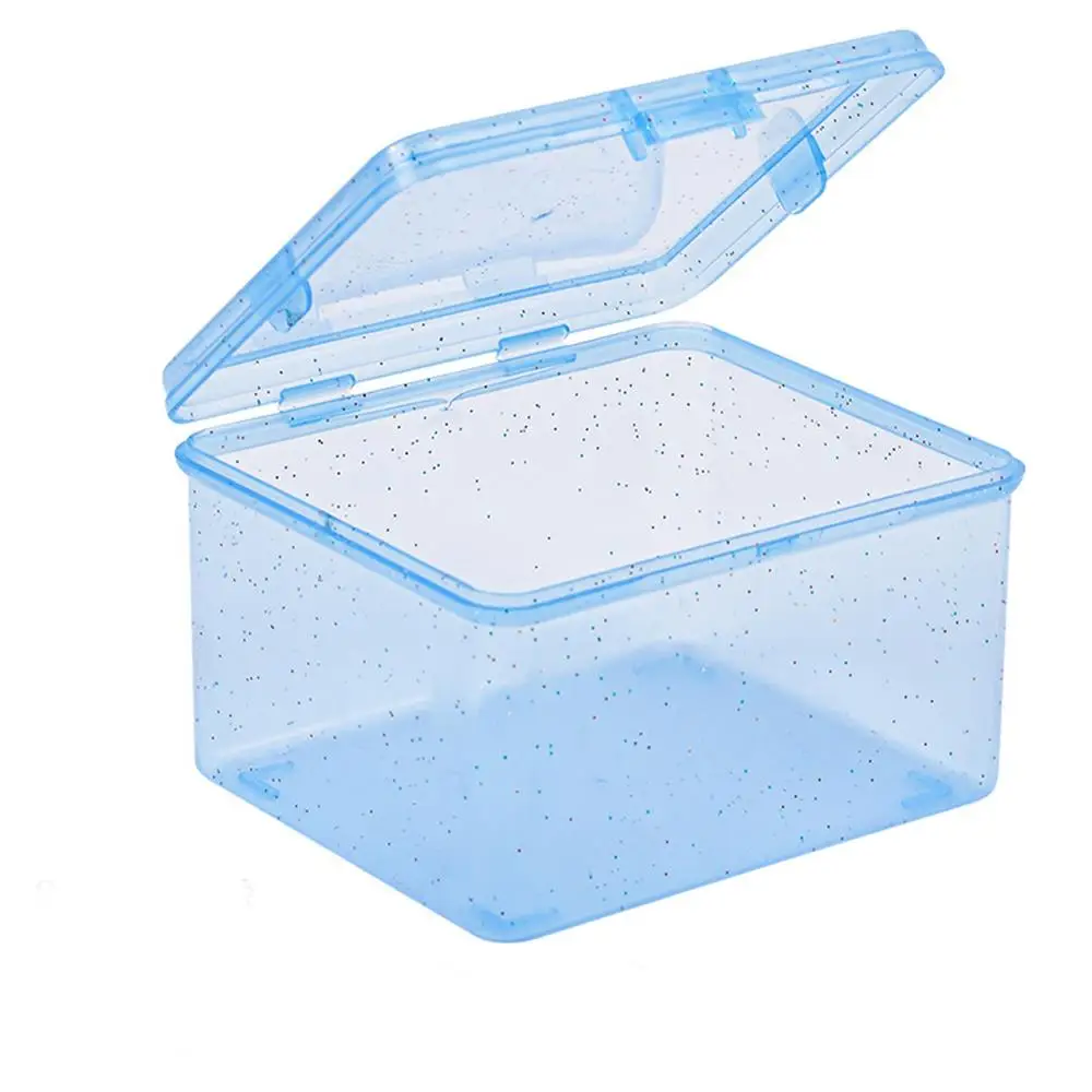 Transparent Glitter Plastic Storage Box Photocards Small Photo Card Box Desk Organizer Box Classification Flip Case Stationery