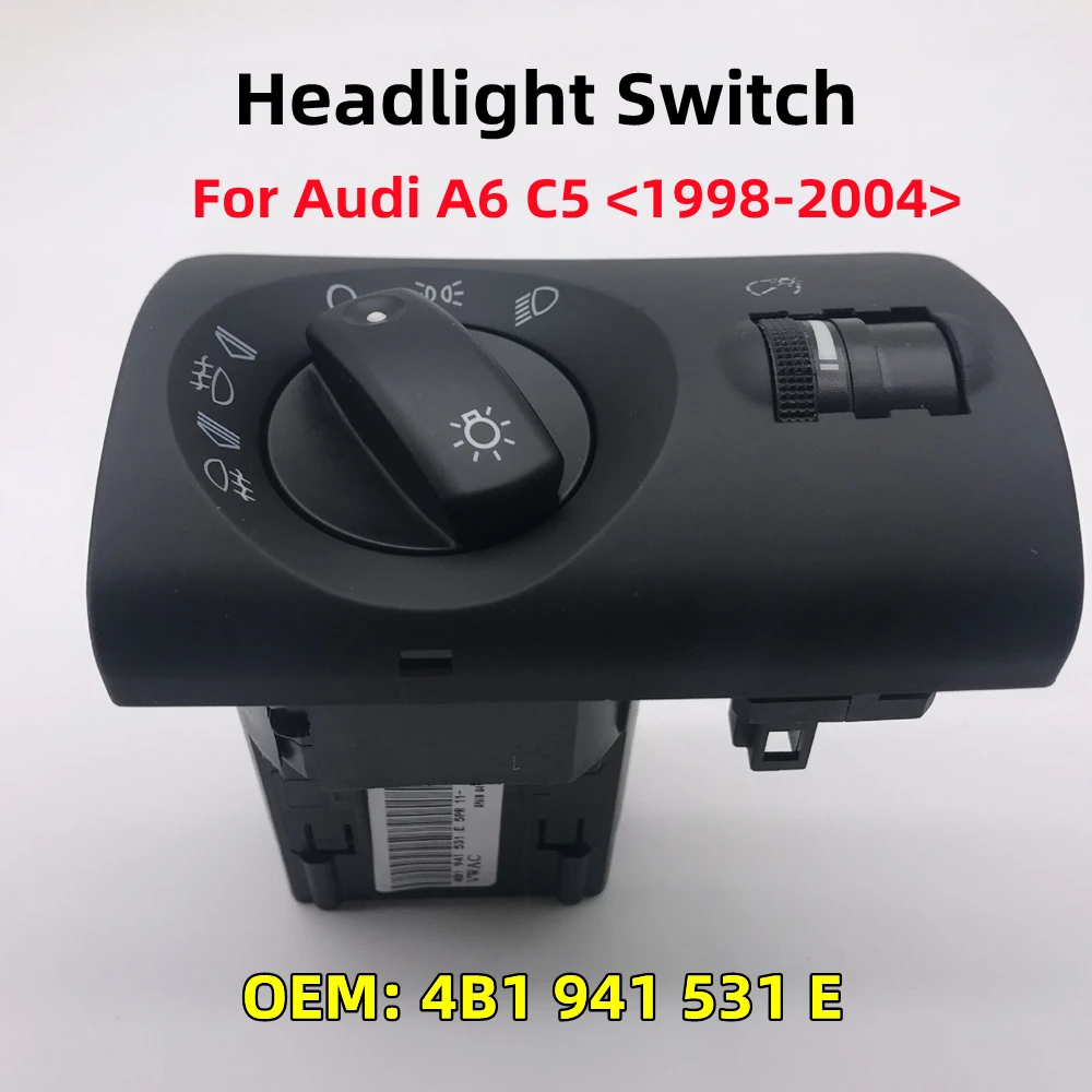 

1pcs Headlight Control Switch Car Interior Accessories Headlamp On-off For A6 C5 1998-2004 Auto Replacement Parts OEM 4B1941531E