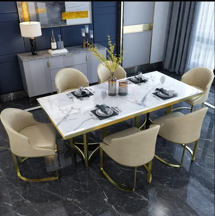 ther home furniture dining table set restaurant table chairs glass or marble top dining tables with 6 seater