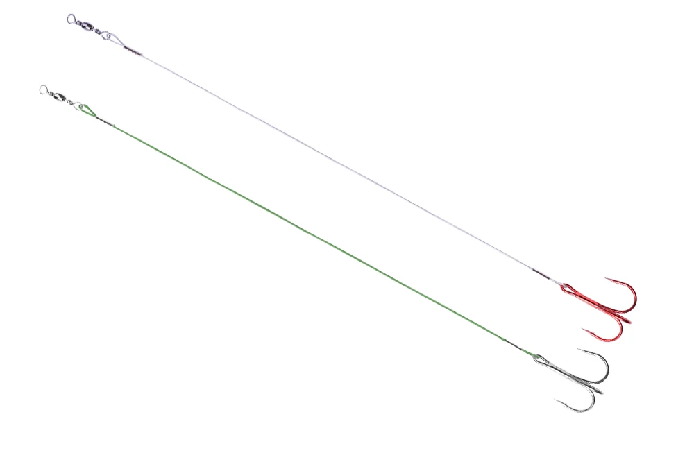 NGB 15-25cm Anti-Biss-Stahlseil-Vorfächerleinen zum Angeln mit rotem Köderhalterhaken, Wirbel, Angelschnur für Hecht und Barsch – Detail 8