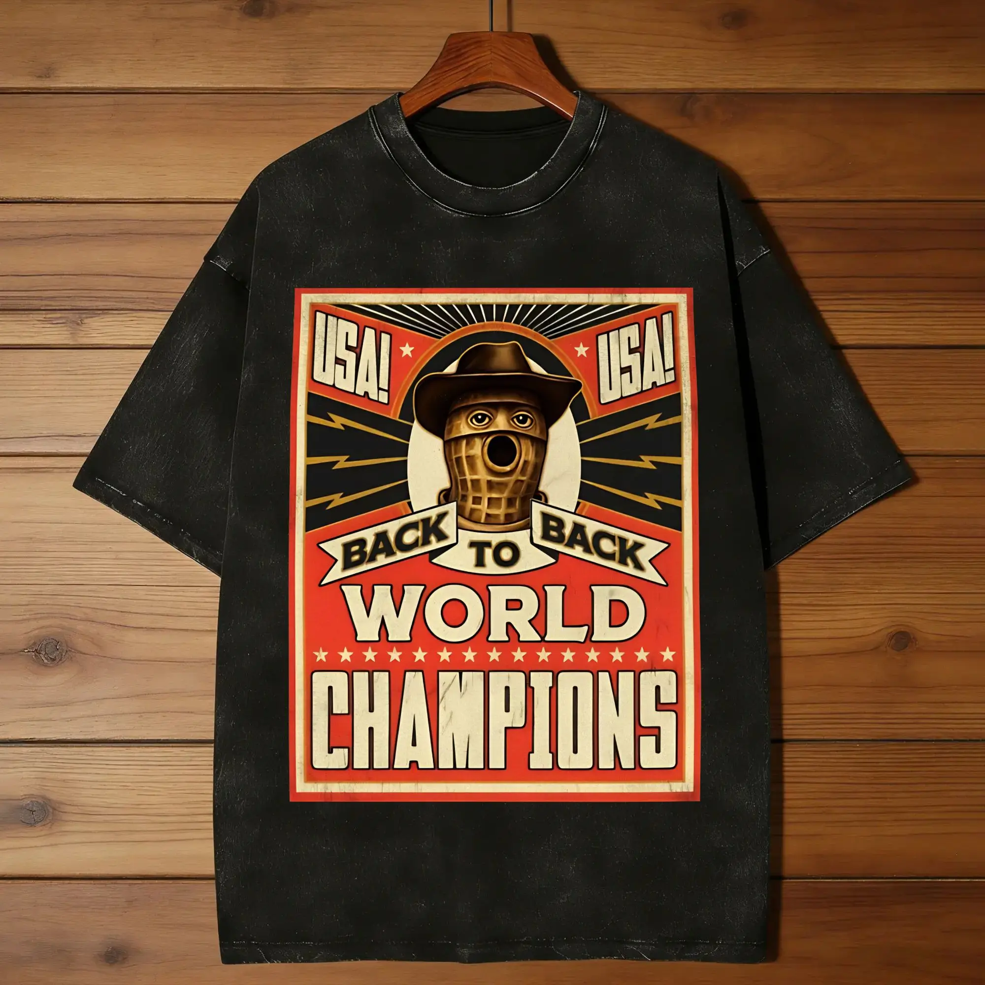 Men's The Burnt Peanut Cowboy Back To Back Champion T-Shirts  Tops Beach Y2K Round Neck Trendy Cool Casual Tshirt Hot Sale