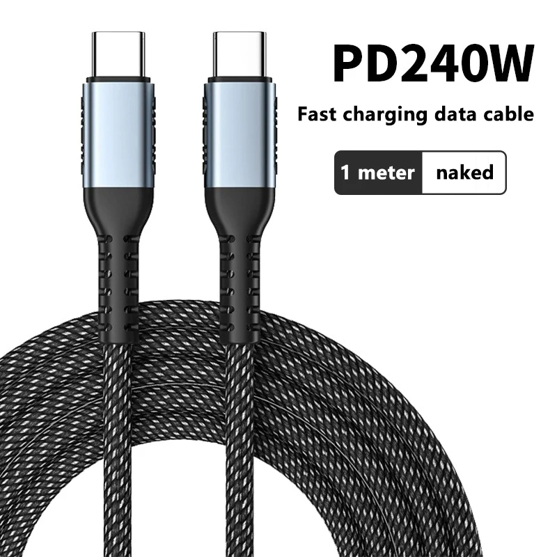 PD240W Ultrasnelle oplaadkabel Type USB-C 100W type-C oplaadkabel voor iPhone 15, Xiaomi, MacBook Pro met E-Marker chip