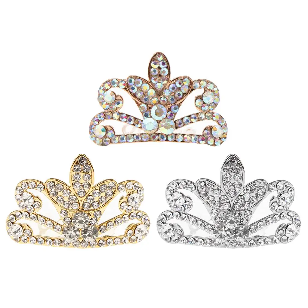 2-6Pack Meisjes Prinses Tiara Kroon Met Kam Voor Kostuum Accessoire Rose Goud