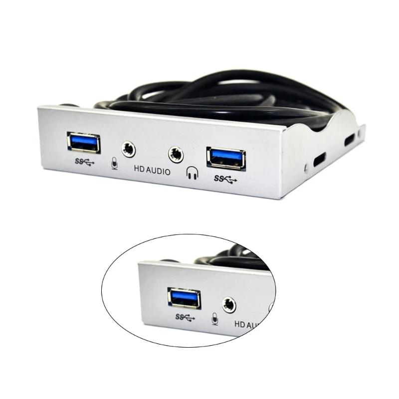 USB3.0 Front Panel Adapter 2port USB3.0 + 3.5mm Earphone Port Easy Installs in 3.5inch Bay Reduce Interferences