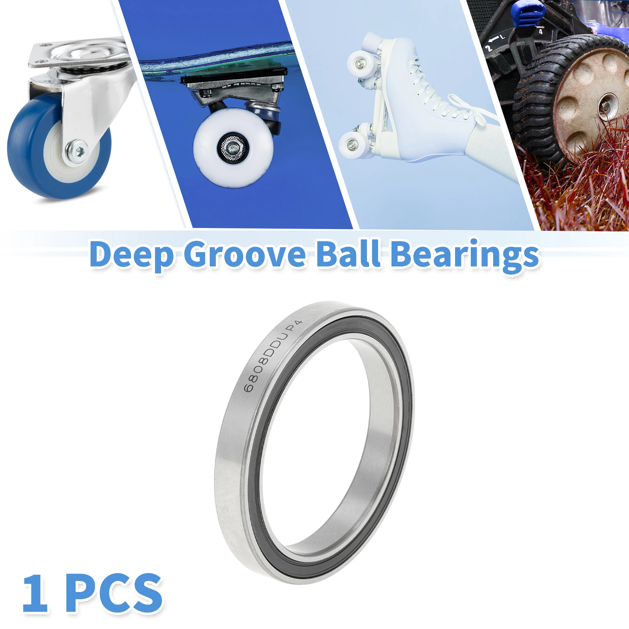 

Motoforti 6808DD Deep Groove Ball Bearings 40x52x7mm P4 Double Rubber Seal Lubricated Bearings Car Scooter Skateboard Wheel