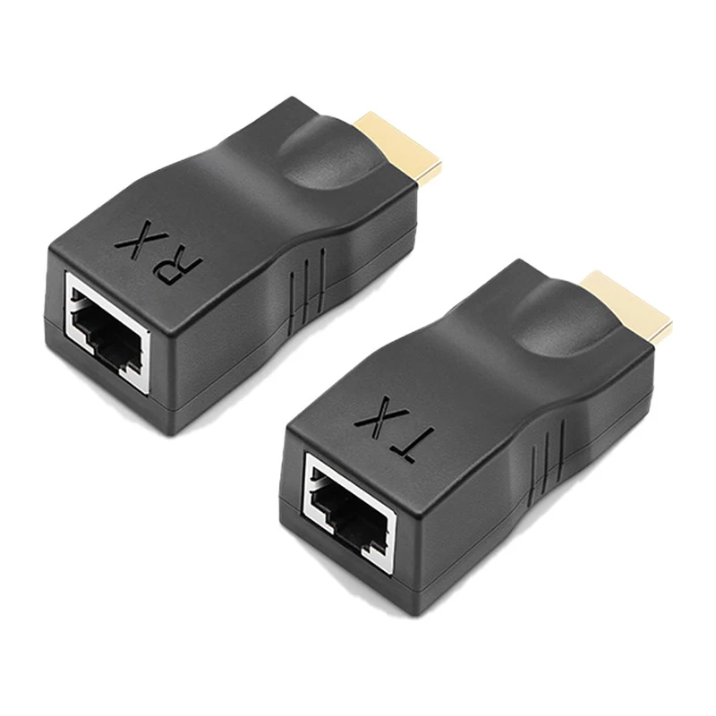 30M HDMI To RJ45 Extender Converter Video Transmitter Adapter Over CAT5e Cat6 Network Ethernet LAN for HDTV DVD PS3 Monitor