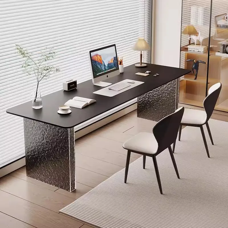 Stone acrylic long desk, computer desk against the wall