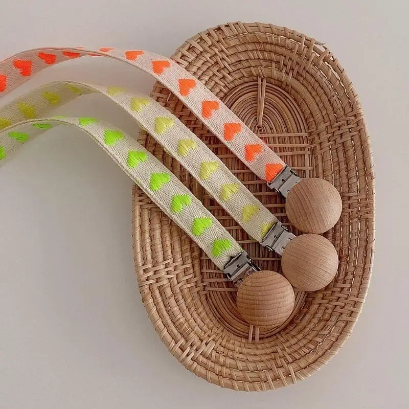 مصاصة الوليد سلسلة اليدوية الفلورسنت القلب حزام الحلمة حامل كليب L8RB #4