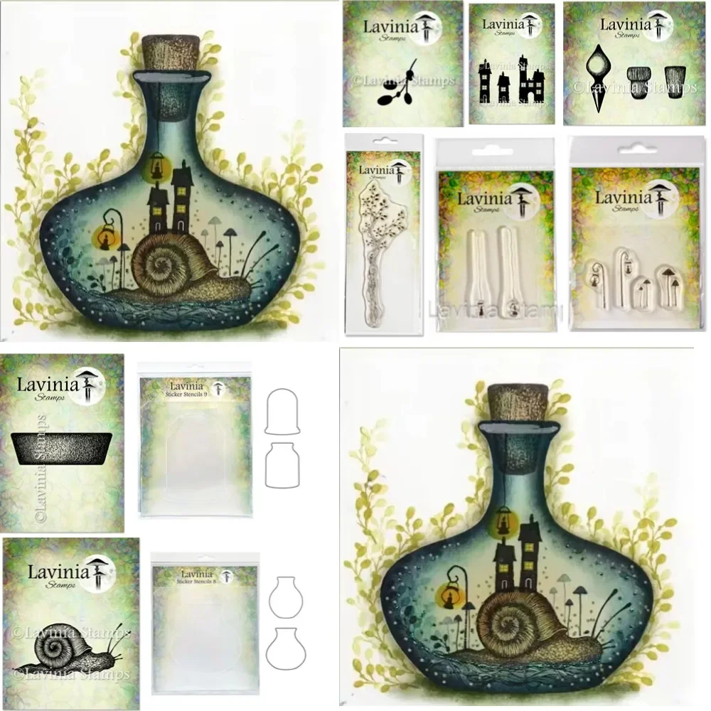 Snail House Bottle Stamps & Stencil Scrapbook Diary Decoration Stencil Embossing Template DIY Greeting Card Handmade