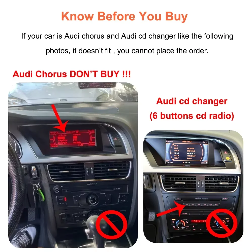 Radio para Auto con CarPlay Inalámbrico y Android Auto, Sistema Linux, Pantalla Táctil de 8.8 Pulgadas, Bluetooth, Mirror Link, Multimedia, Estéreo, para Audi A4 A4L B8 2013 2014 2015 2016 3