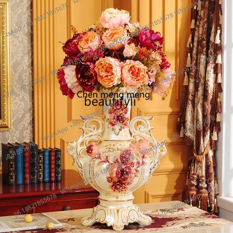 s8617European-Style Ceramic Decoration Luxury Living Room TV Cabinet Floor Home Dining Table Dried Flower and Flowerpot