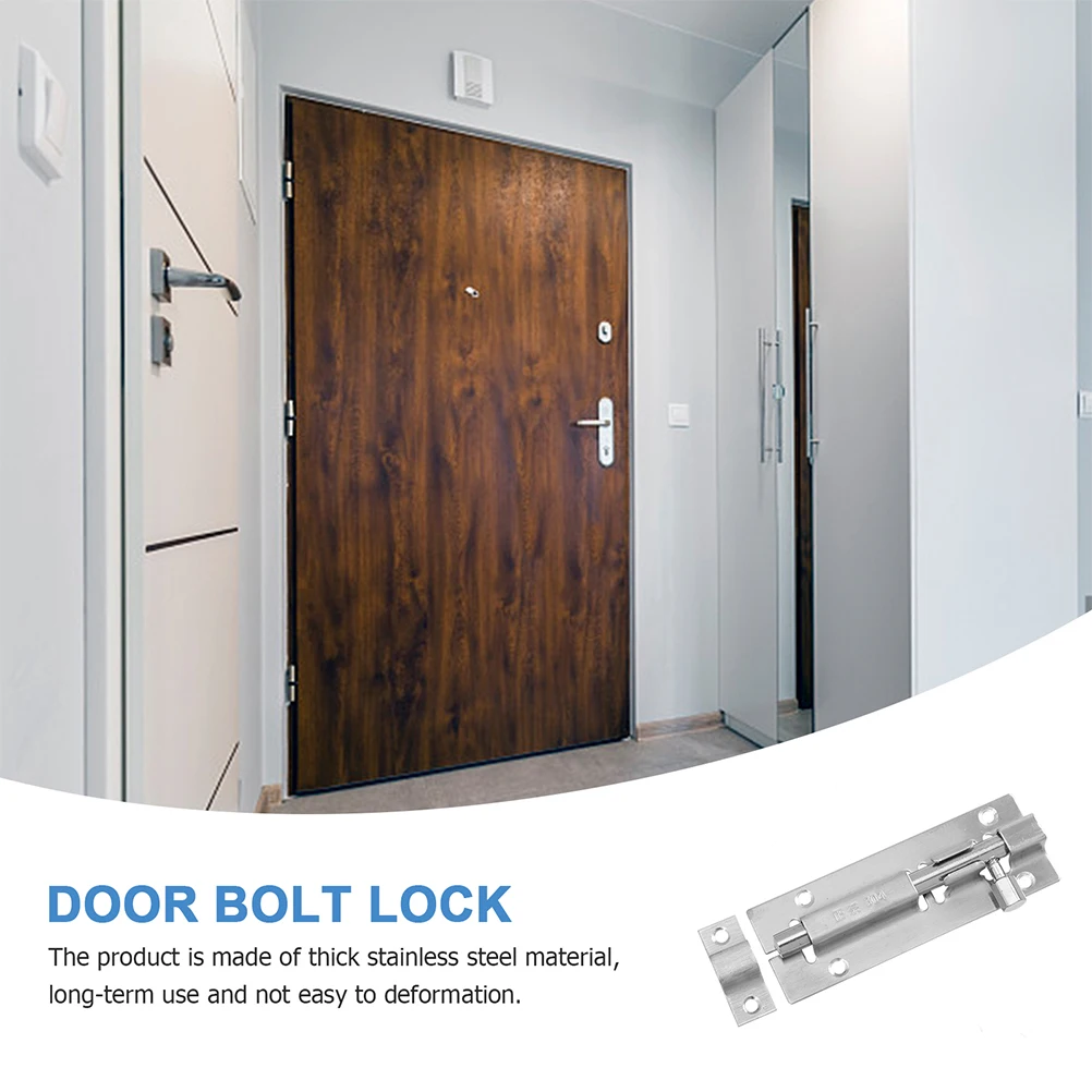 

2pcs Barrel Bolt Latch Stainless Steel Slide Door Lock For Bathroom Bedroom Cupboard Indoor Door Securitylatch