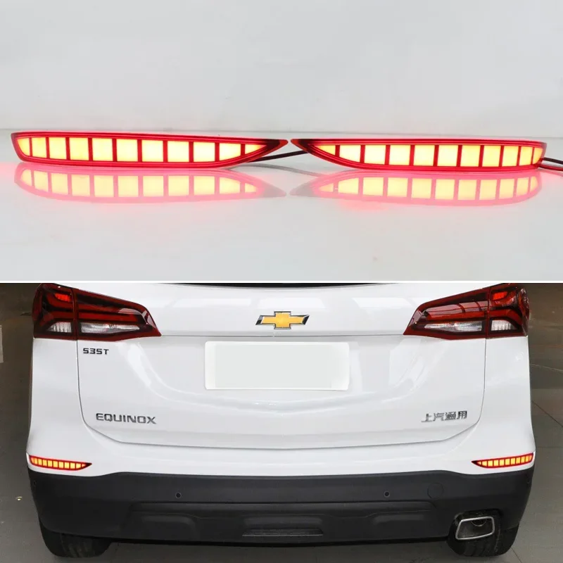 Car LED Rear Reflector  For Chevrolet Equinox 2022 3 in1 Function Sequence Signal Indicator Tail Light Bumper Brake Lamp