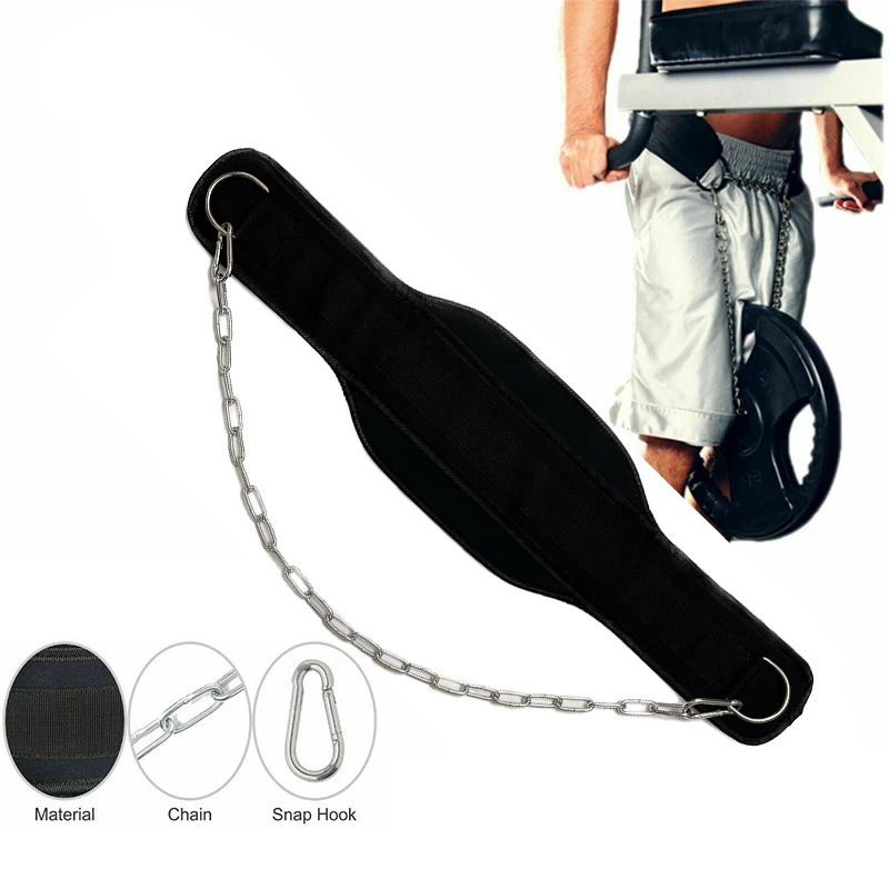 Chain Heavy Duty Weight Lifting Belt with Chain Dipping Belt Pull Up Chin Up Kettlebell Barbell Fitness Gym Thicken Belt