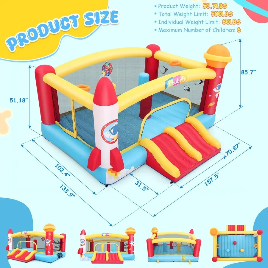Springhuis voor grote kinderen 8-12, 13x11x9Ft springhuis met groot springgebied, hindernisbaan, springhuis met dubbele glijbanen, buiten