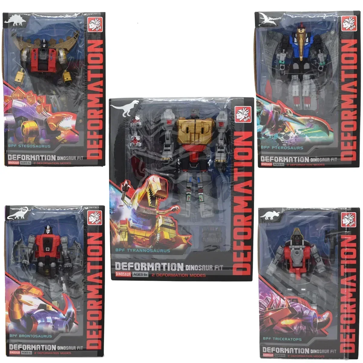 BPF 5IN1 Transformation G1 Robot Toy Dinoking Volcanicus Grimlock Slag Sludge Snarl Swoop Slash Dinobots Action Figure Ko