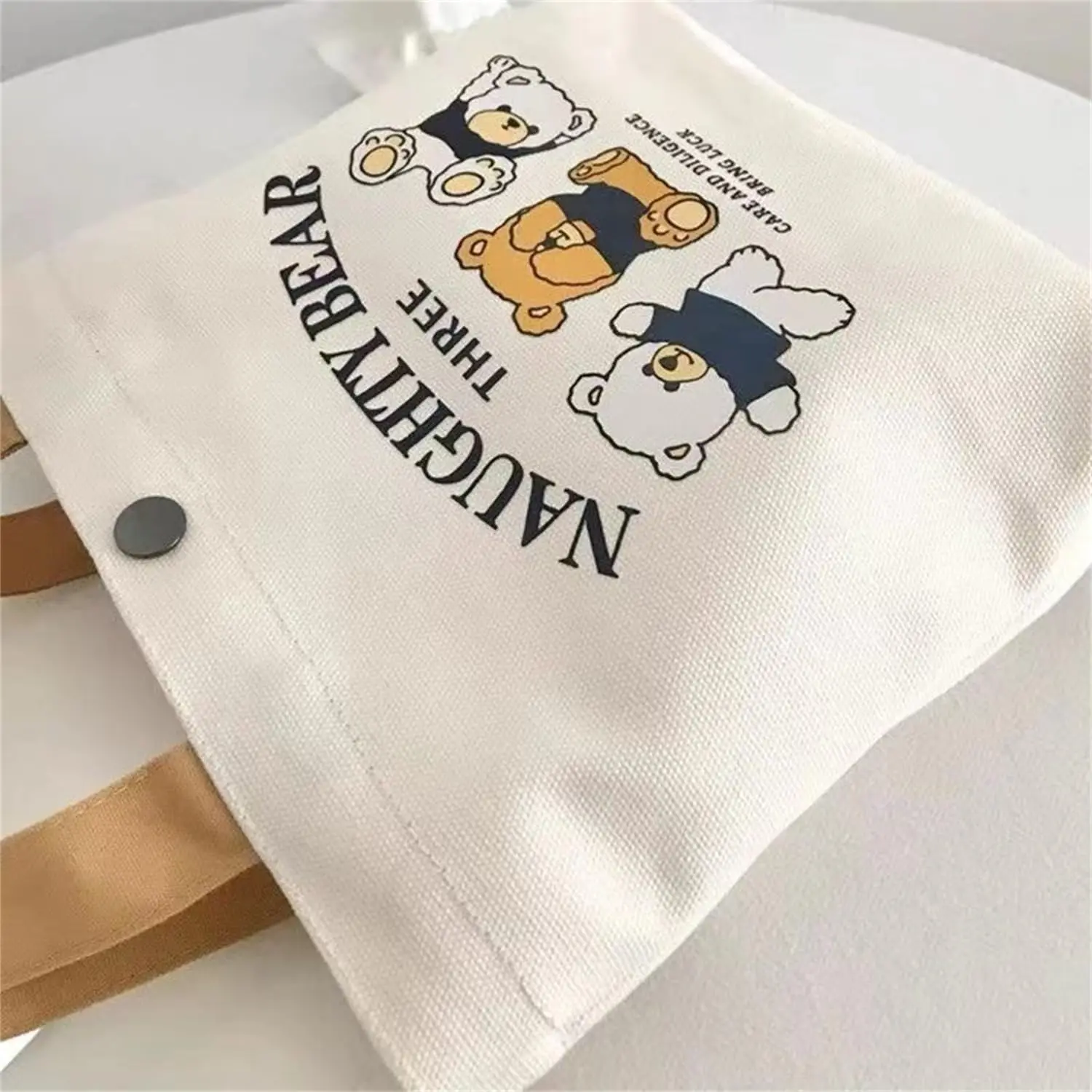 Tote Bag for Women, Mini Canvas Tote Bag, Cute Mischievous Bear Canvas Bag, Reusable Small Tote Bag. Suitable for Essential