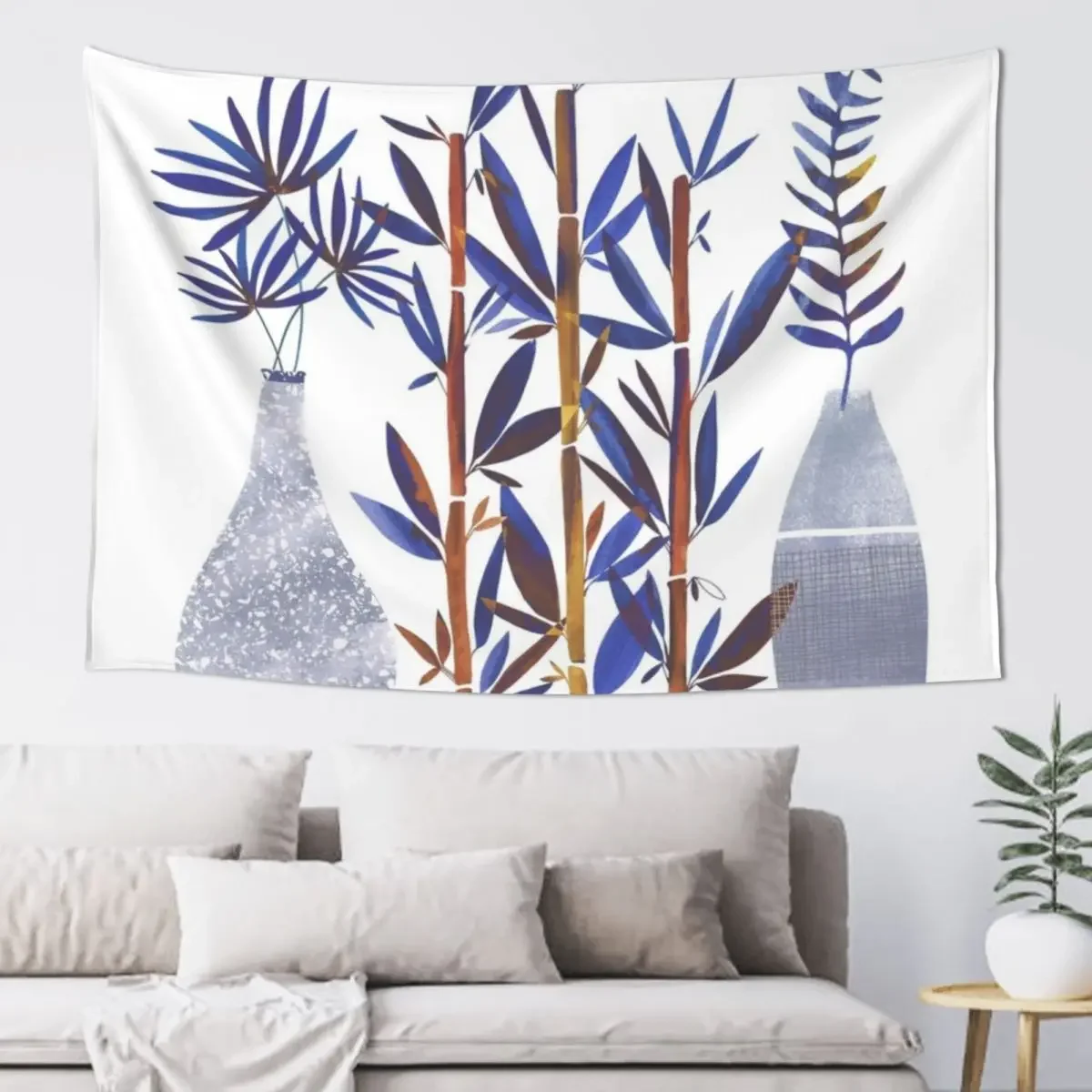 インディゴフローラトリオタペストリー Tapete 壁美的装飾壁紙ルーム装飾女の子のためのタペストリー