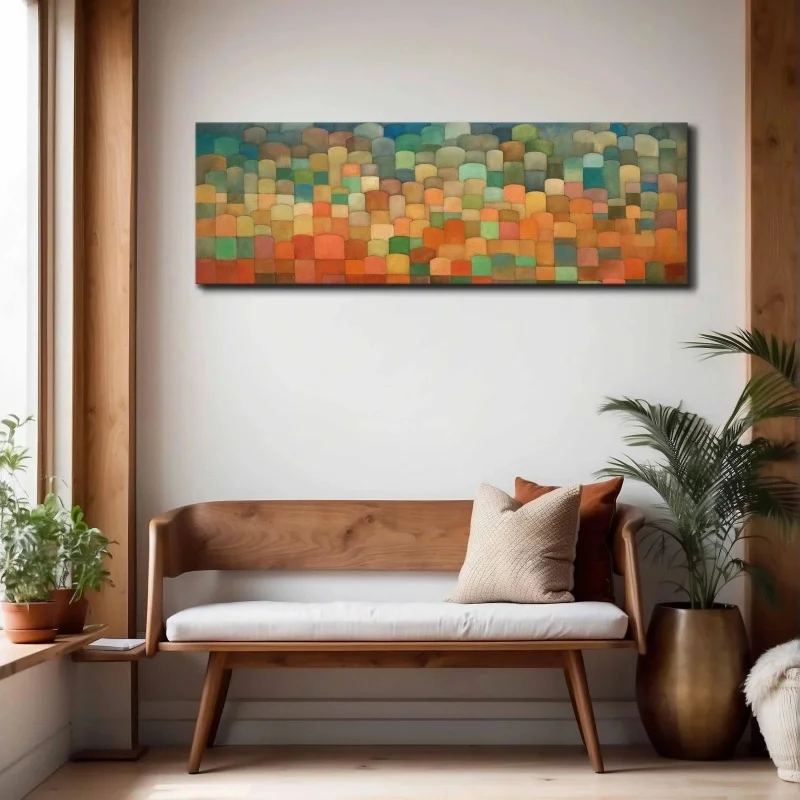 Mid Century Modern Canvas Wall Art Unframed Minimalist Geometric Wall Art, Above Bed Decor Boho Wall Art - Large Wide Art Print