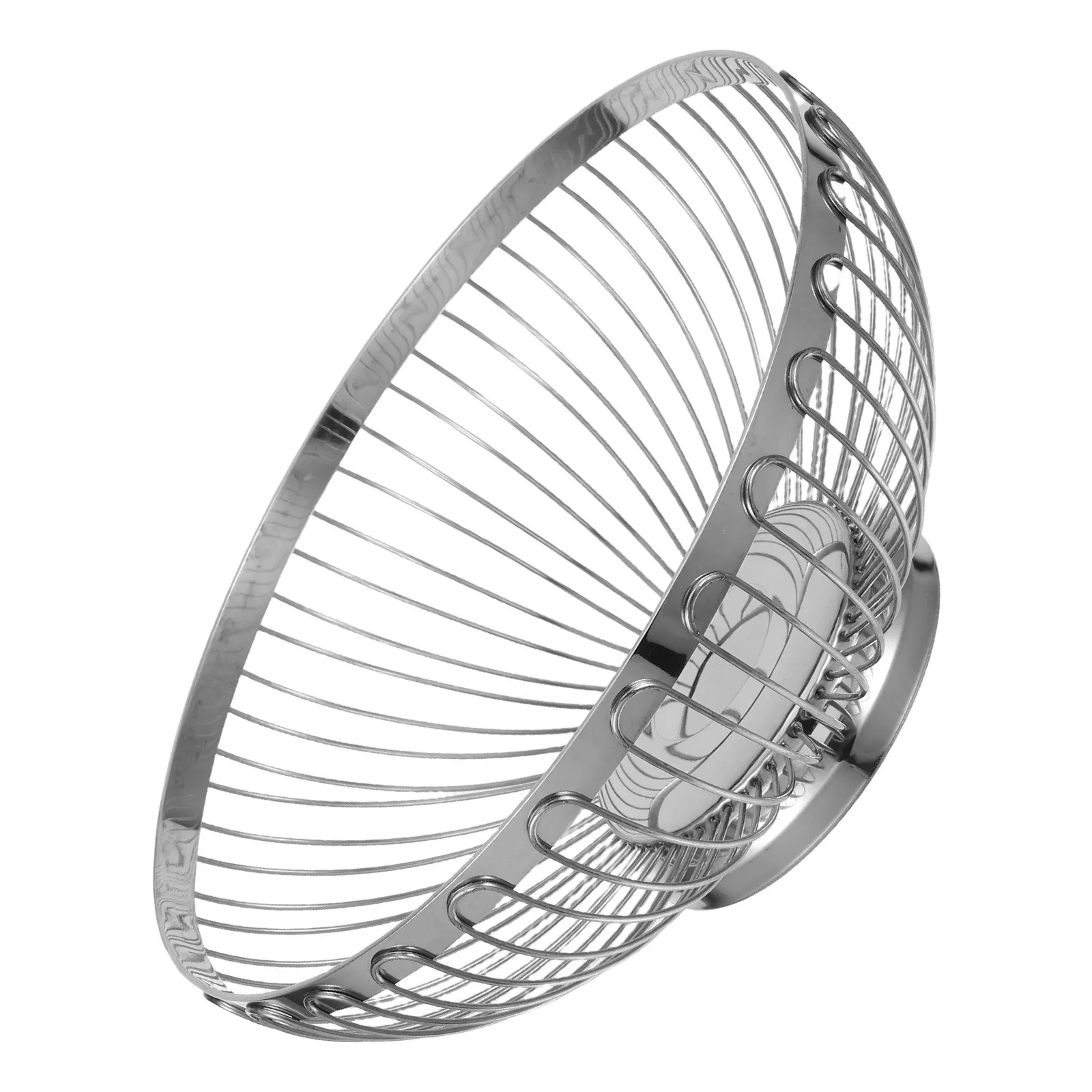 Large Round Wire Fruit Basket Stainless Steel Deep Wide Open Design Non Slip Bottom for Apples Oranges Bananas Eggs Snacks Bread