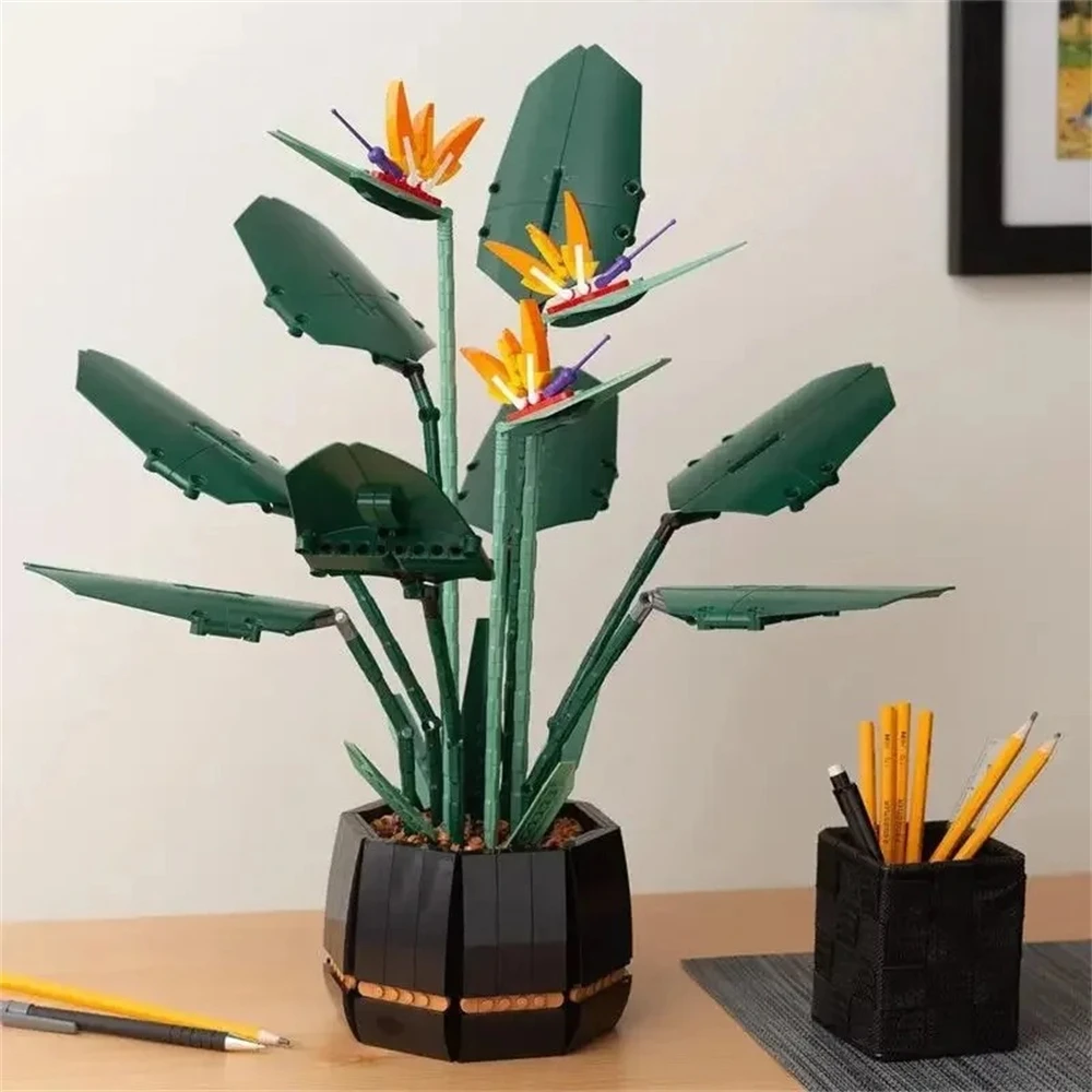 Bird Of Paradise Building Blocks Set Model Bouquet Ideas Assembled DIY Potted Toy Building Blocks  Educational Toys for Children