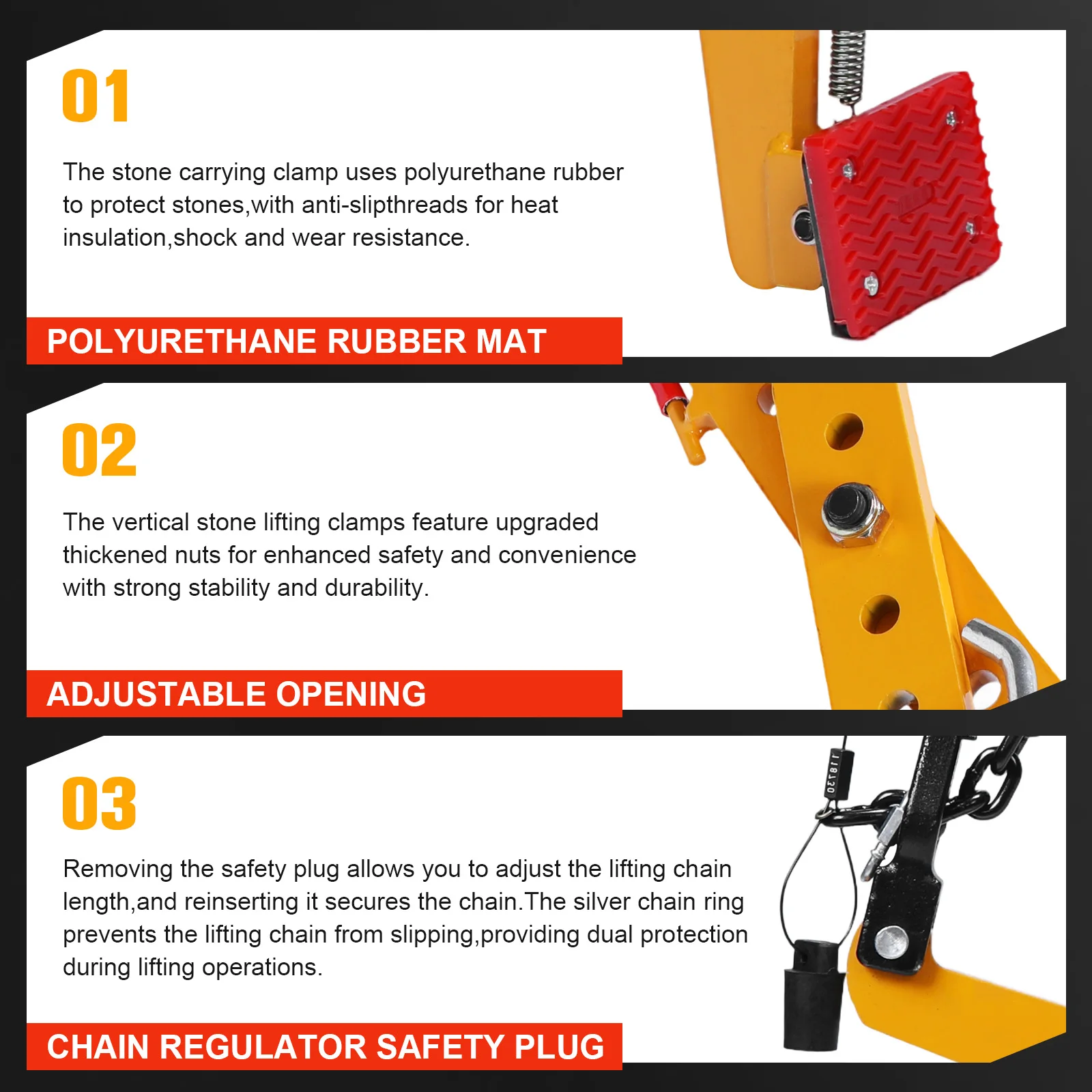 

1323 Lbs Curb Stone Lifter Adjustable Range 13.8-31inch Heavy Duty Stone Carrying Clamps for Concrete Blocks Slate Sheets