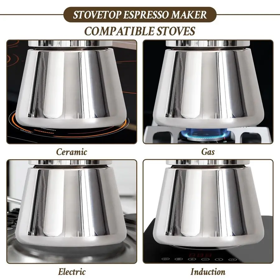 ماكينة صنع الاسبريسو، وعاء موكا سعة 12 كوبًا سعة 17.5 أونصة، ماكينة صنع القهوة الكوبية والإيطالية من الفولاذ المقاوم للصدأ لكافتيرا كوبانا، Greca De Cafe Induct