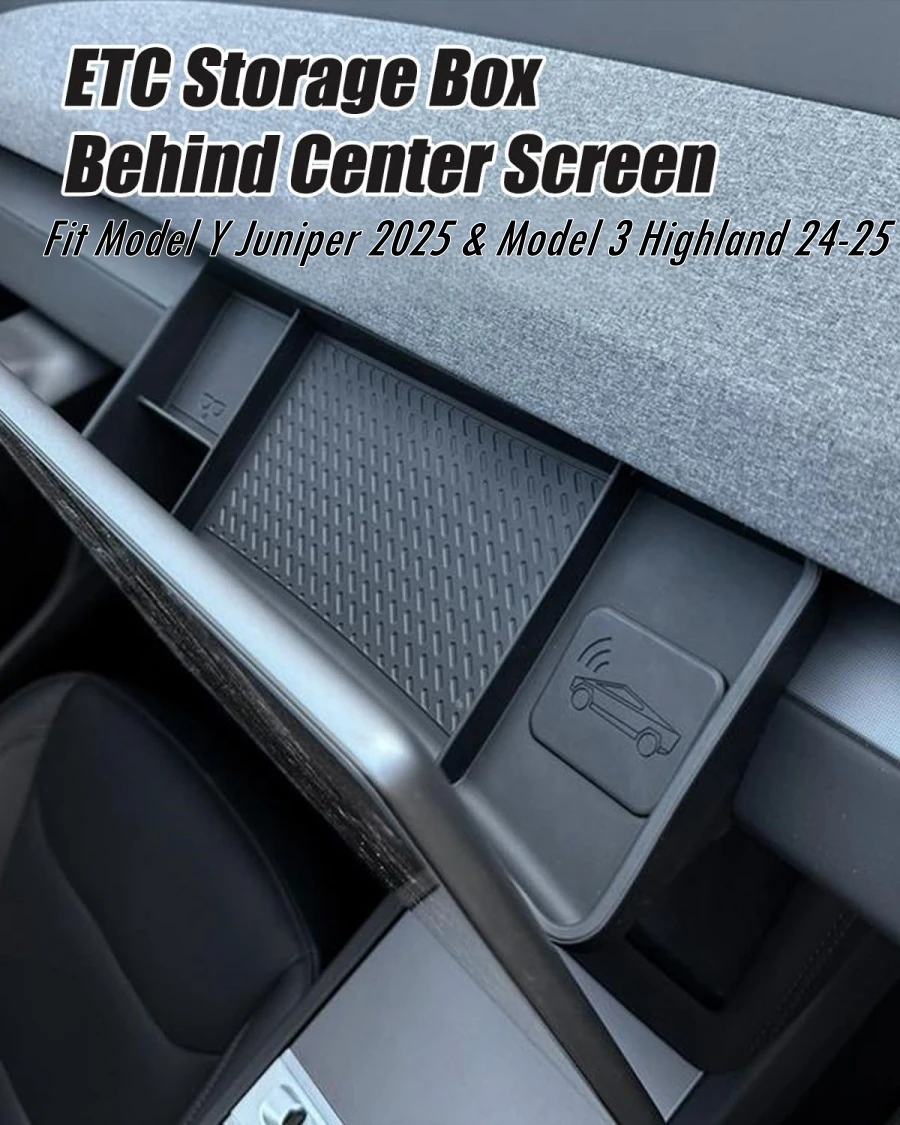 For Tesla Model Y Juniper 2025 & Model 3 Highland 24-25 Behind Screen Storage Box Silicone Dashboard Tray Sunglasses Holder
