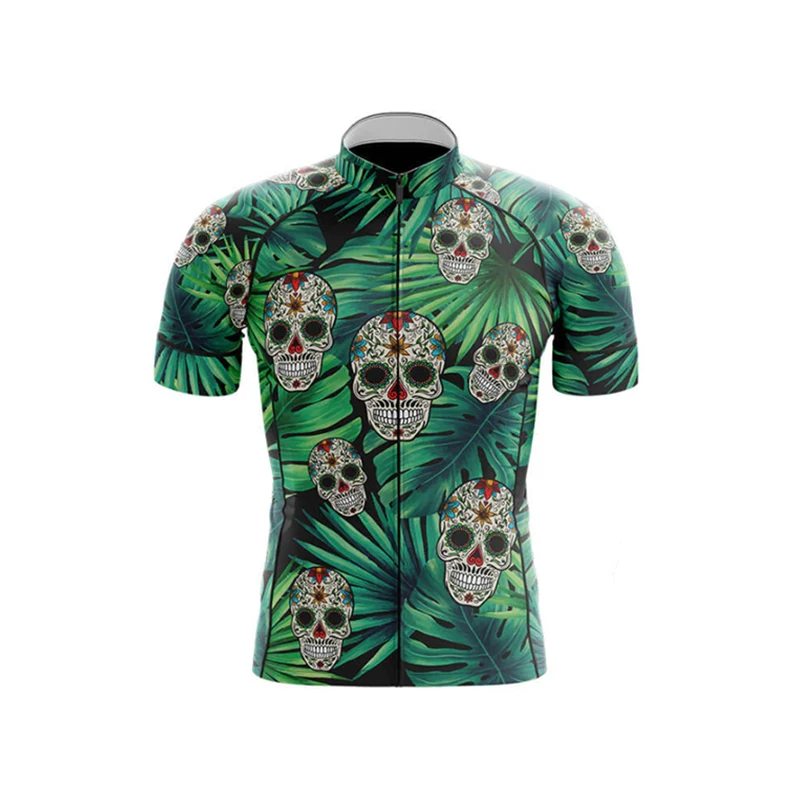 Summer Men Skull Cycling Jersey MTB Bike Shirt Downhill Cycle Team Road Clothes Mountain Bicycle Uniform Quick-dry Ropa Ciclismo