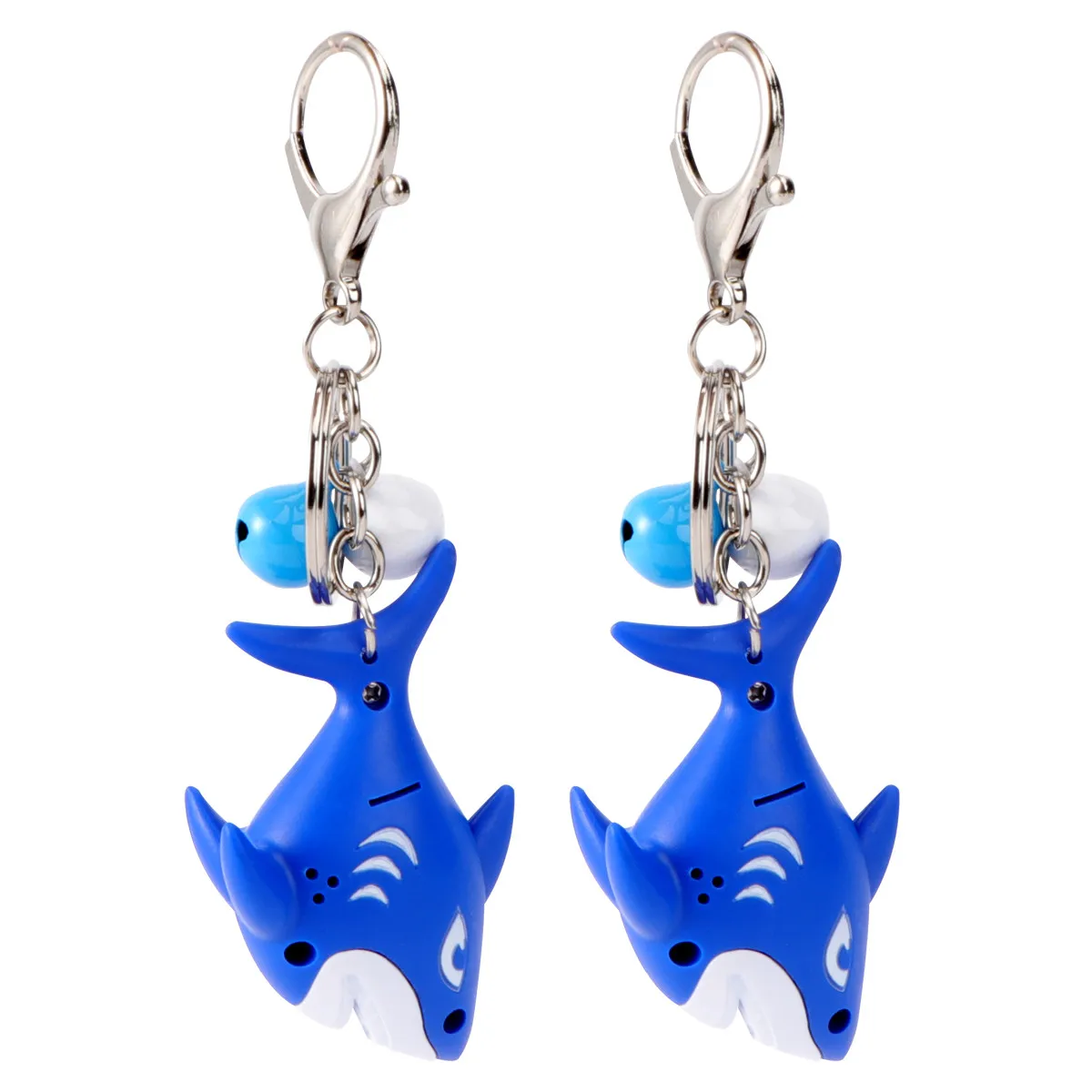 

2Pcs LED Shark Keychain Creative Flash Sound Keyrings for Bags Keys Backpacks Gifts Keychain Key Ring Hanging Pendant Keychains