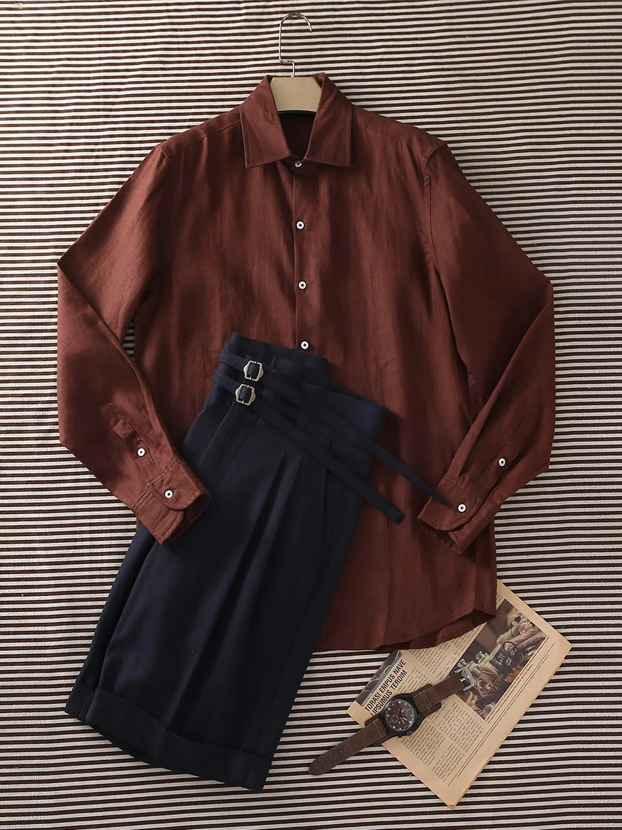 

Italian-Style 100% Linen Shirt | Old Money Aesthetic, Slim Fit, Breathable & Sun-Protective for Summer Office & Leisure