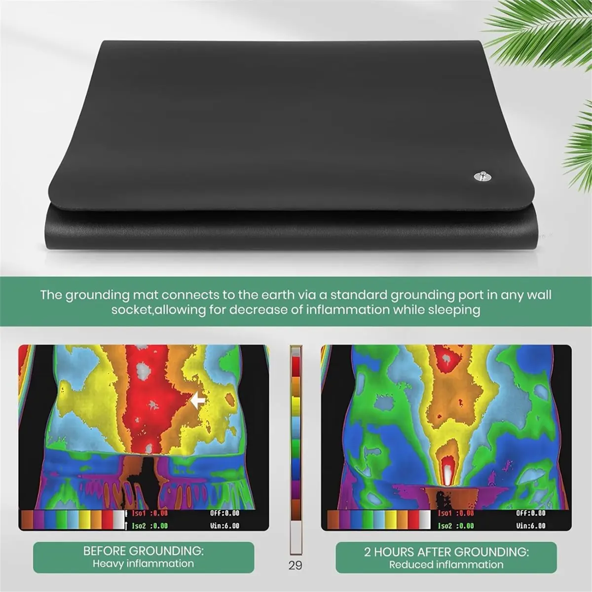 (A75U] Grounding Bed Sheet Grounding Mat for Improved Sleep and Stress Relief Earthing Sheets 30x100cm for Home Yoga US Plug