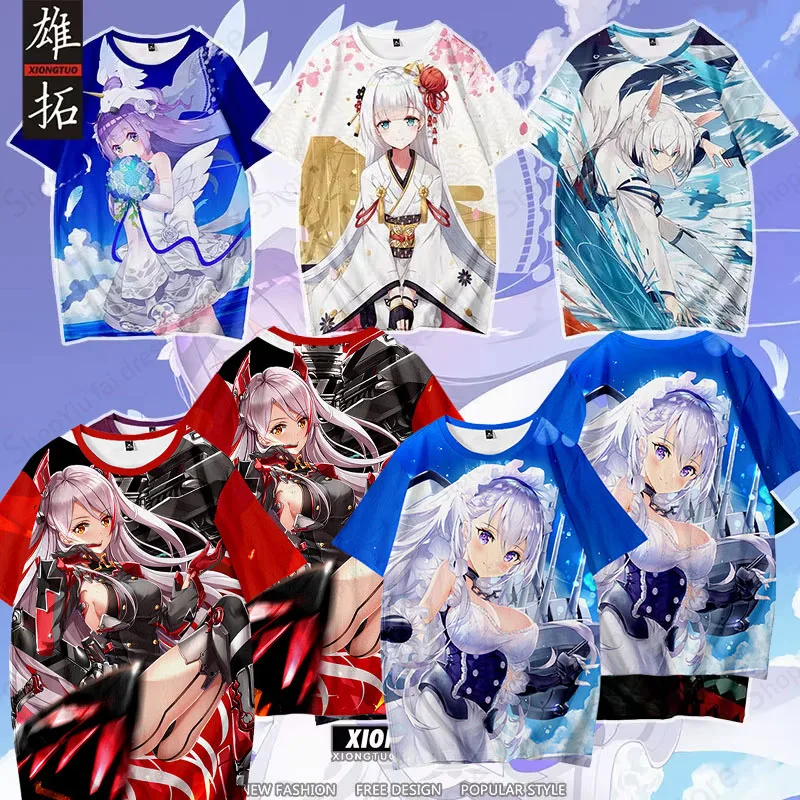 Anime Azur Lane 3d Printed Tshirt Men Women Fashion Short Sleeve T-shirt Kids Hip Hop Tops Tees Oversized T shirt Manga Top Boy