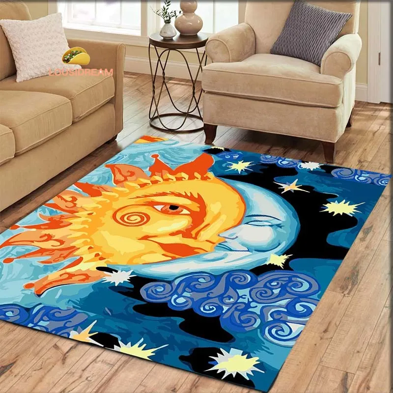 Sun and Moon Living Room Bedroom Beautiful Carpet Non-slip Carpet Photography Props Birthday Gift Room Carpet Picnic Rug