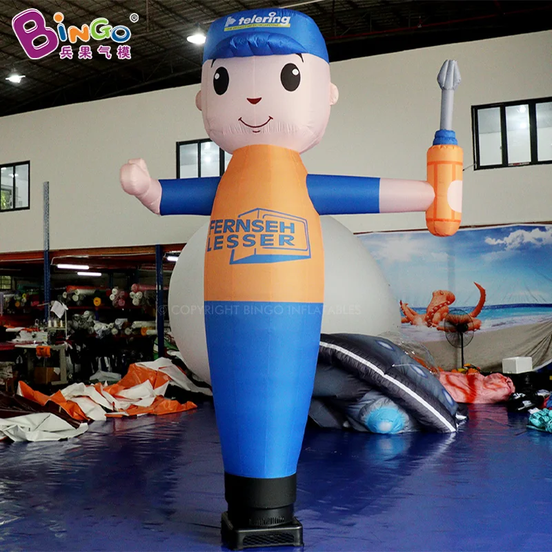 Exquisite Inflatable 3mH Repairman Model Blow Up Character Cartoon For Repair Shop Decorations- Toys