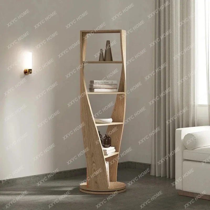 

Design Creativity Rotating Bookshelf Corner Storage Special-shaped Solid Wood Cabinet Home Art Decoration