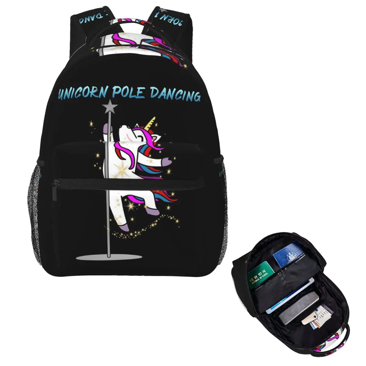 

Unicorn Pole Dancing Backpack Hot Sale Daypack Large Capacity Kids BookBag School Bag Shoulder Bags for Men Women
