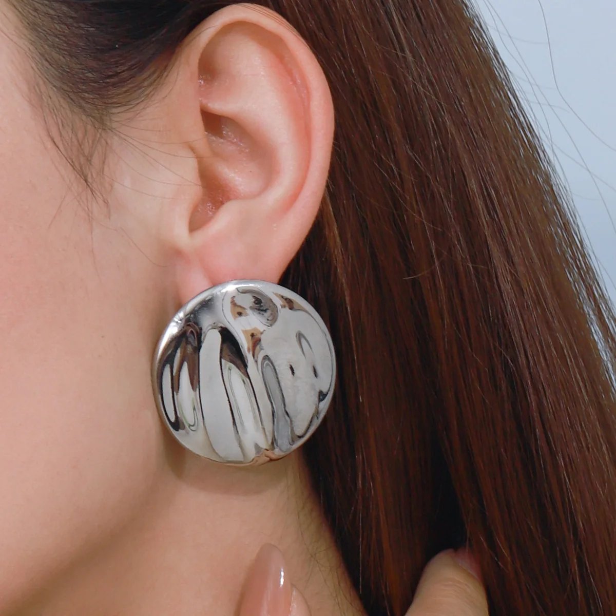 الفولاذ المقاوم للصدأ أقراط المرأة Faion مجوهرات جولة الأذن ترصيع الراقية الإحساس التيتانيوم الصلب أقراط للأذن عبر الحدود #1