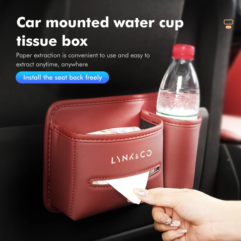 Leather Car Seat Storage Bag Cup Holder Tissue Box Organizer For LYNK&CO 01 02 Hatchback 03 Phev 05 Phev 06 Phev 09