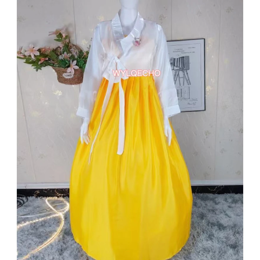 2023 Cotton Silk Full Sleeve Japanese Kimono Yukata Korean Traditional Dress Hanbok Costume Hanbok Dress Women