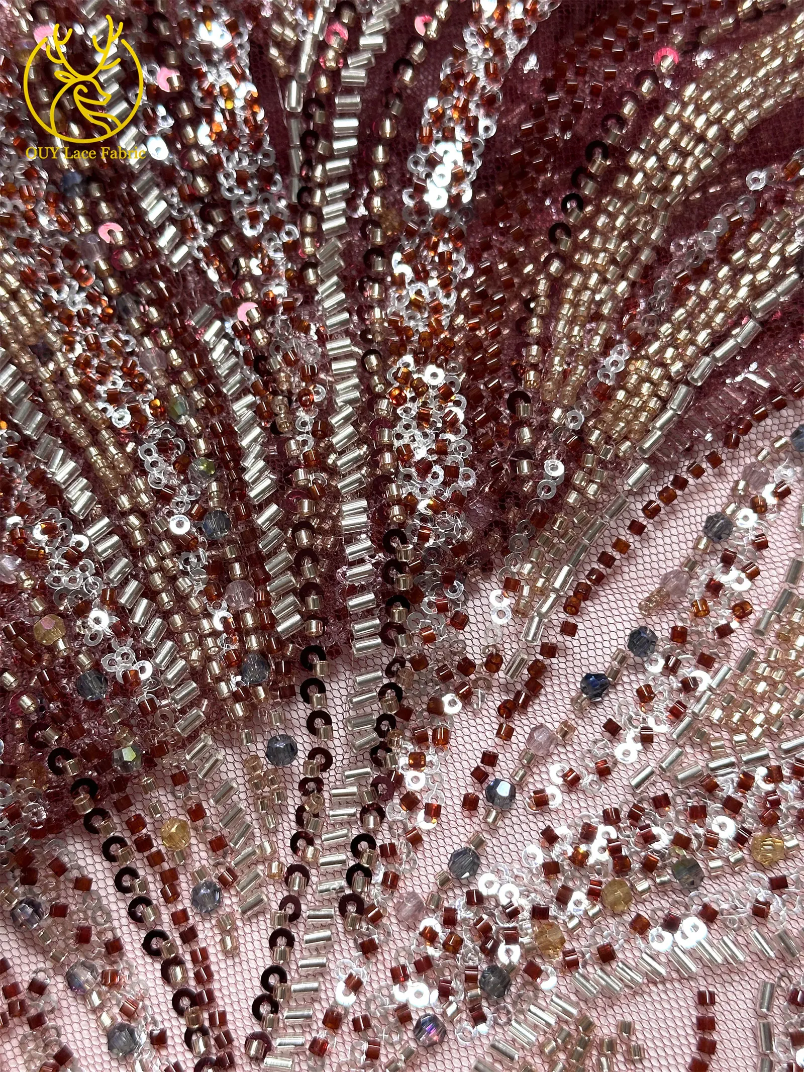 2026 Neuester nigerianischer Luxus-Bräutigam-Spitzenstoff mit Handperlen, afrikanischer Pailletten-Spitzenstoff, geeignet für Hochzeit, Party, Kleid, Sewin – Detail 12