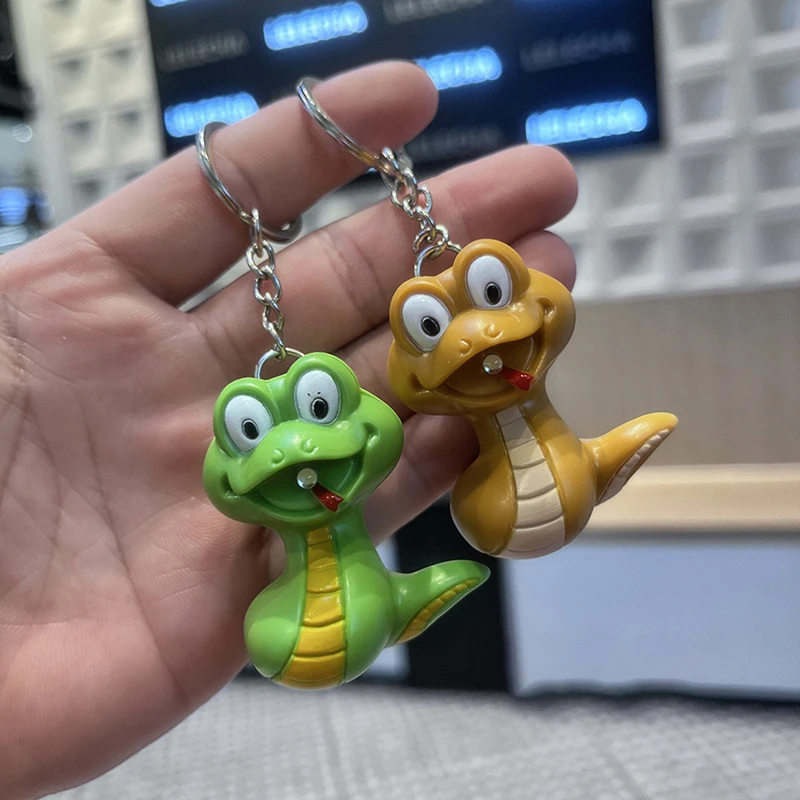 New Fashion Cartoon Anime Snake Keychain Sound And Light Function Bag School Bag Pendant Gift Funny Toy