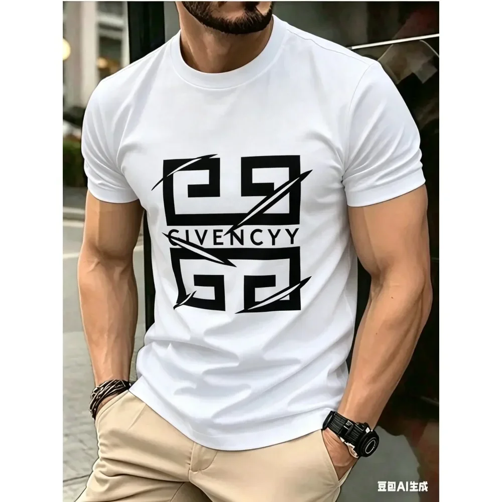 Men's Kids Letter Printed T- Shirt for Men Summer Casual Round Neck Tee Tops Simple Style Daily Wear Fashion Street Men Clothing
